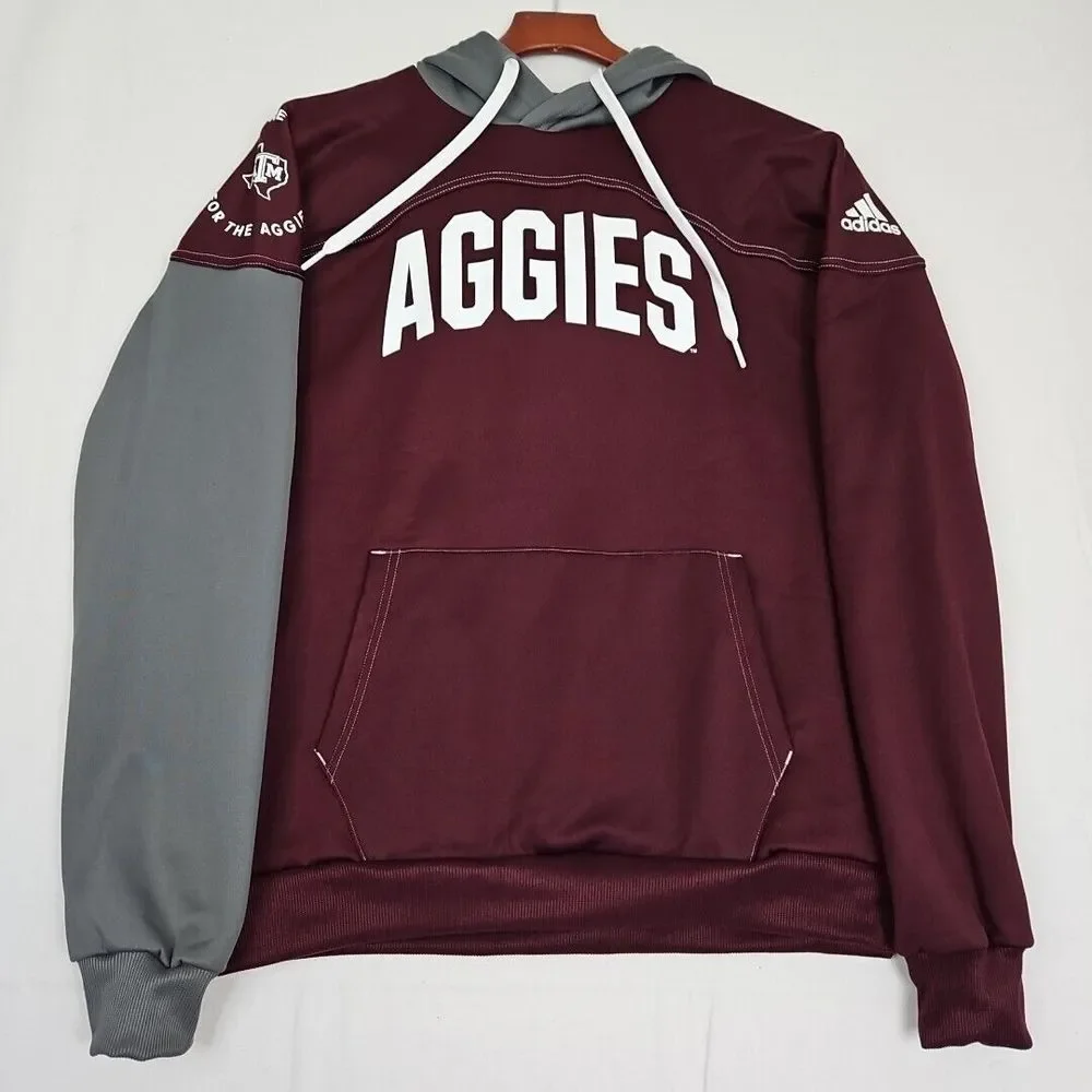Adidas NCAA Texas‎ A&M Aggies Maroon Grey Pullover Hoodie Men's Small